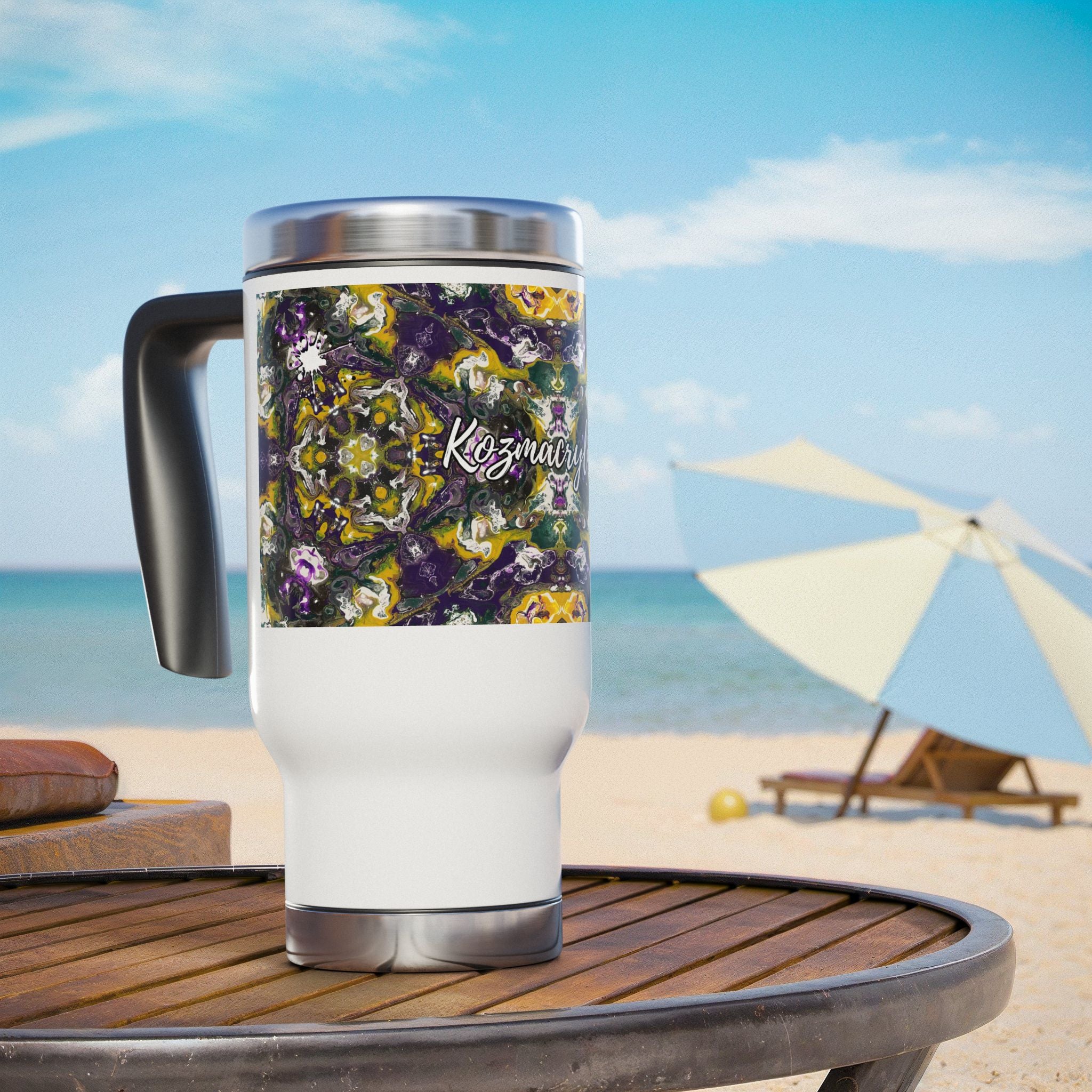 KozMardi Stainless Steel Travel Mug with Handle, 14oz